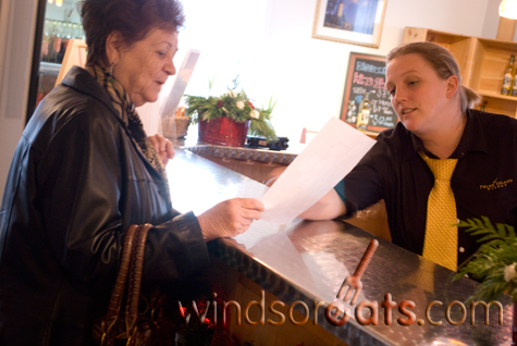 A Wine Express participants getting some helpful suggestions at Pelee Island Winery