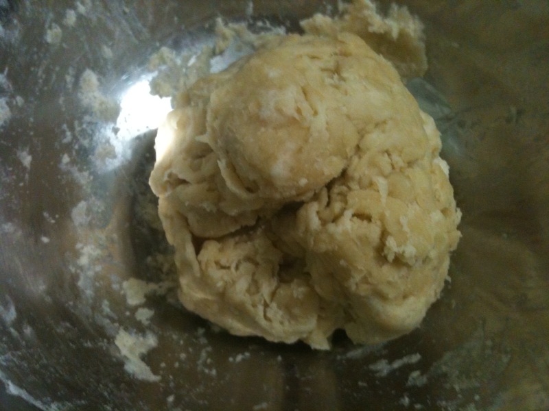 Combine the wet and dry ingredients and mix together until it forms a ball of dough.  