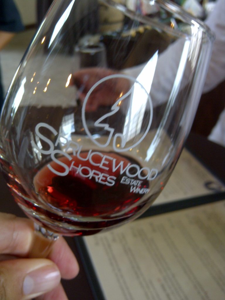 A tasting of red at Sprucewood Shores Estate Winery