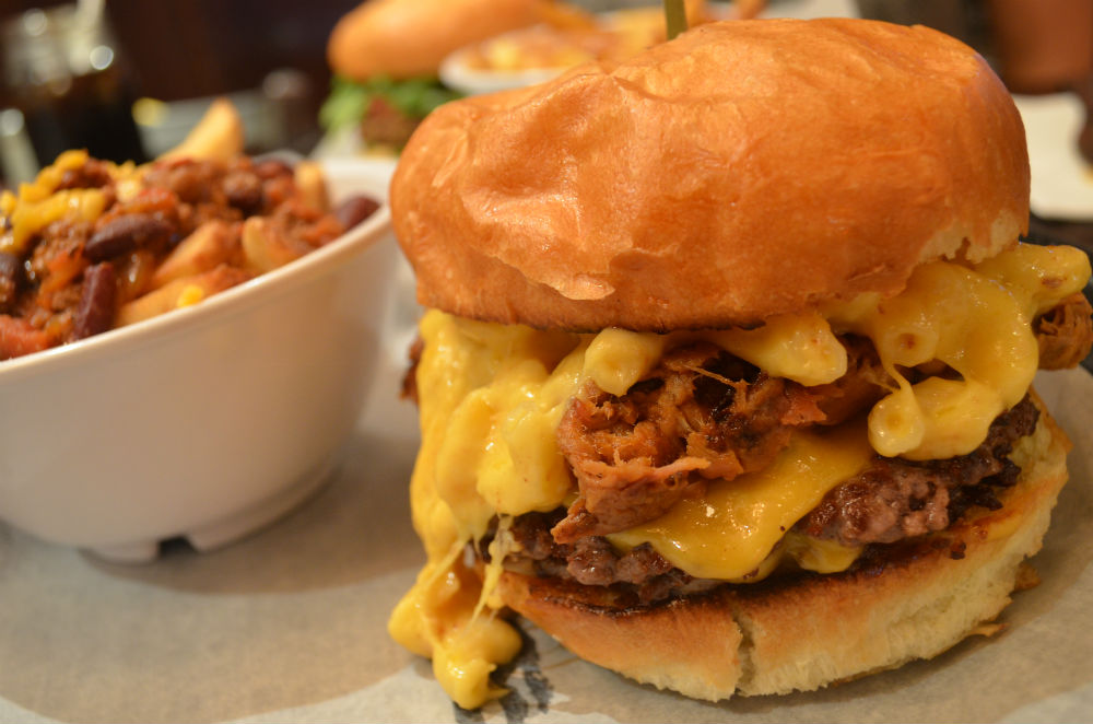 The Daddy Mac burger from Mamo Burger Bar with a side of Chili Cheese Fries
