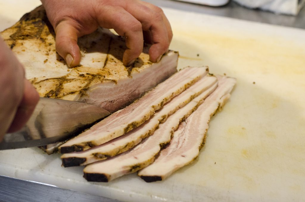 Nice, thick slices of pork belly.