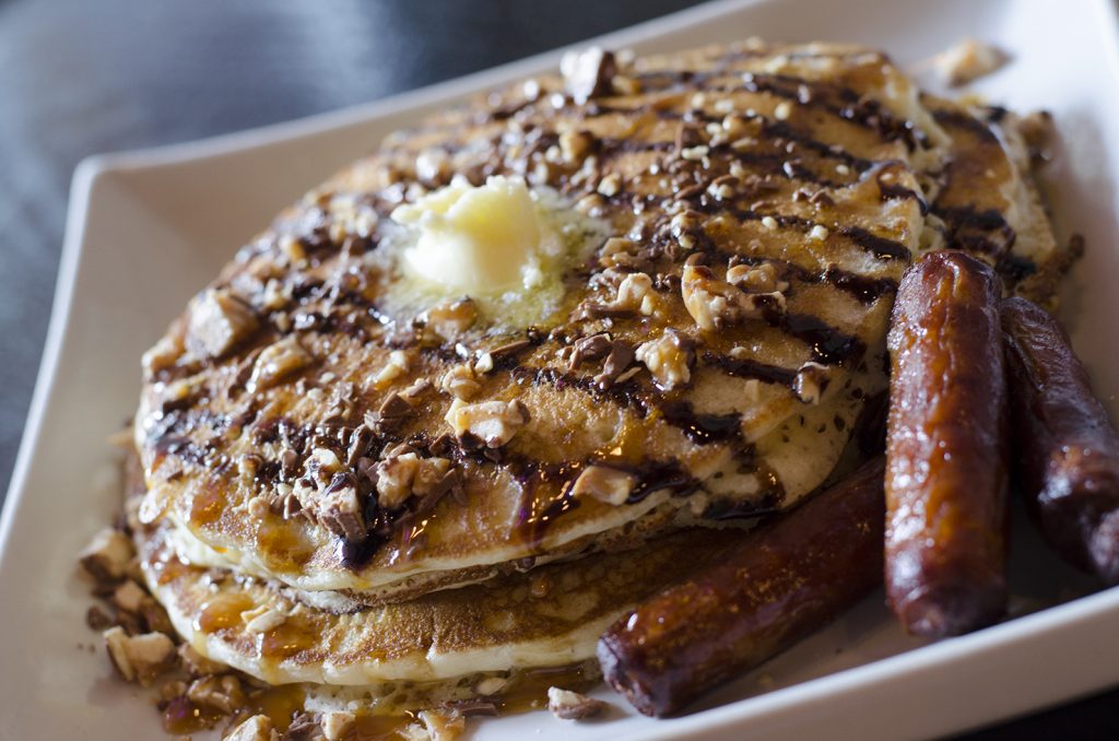 Yes, Snickers in pancakes is a thing and it is glorious