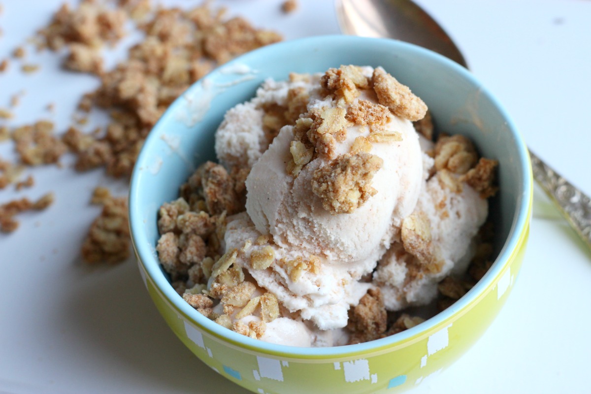 Apple Butter Ice Cream with Oat Crumble Topping