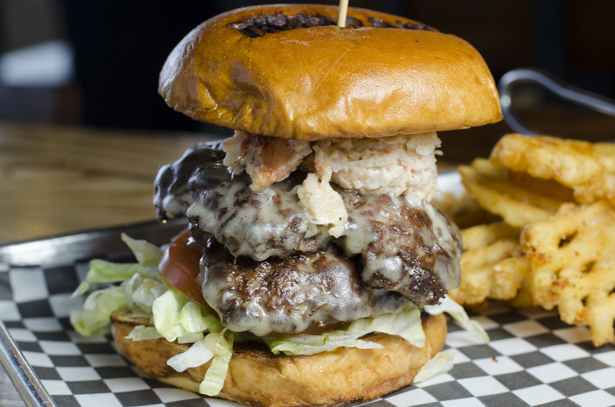 The Surf n' Turf burger from The G.O.A.T.