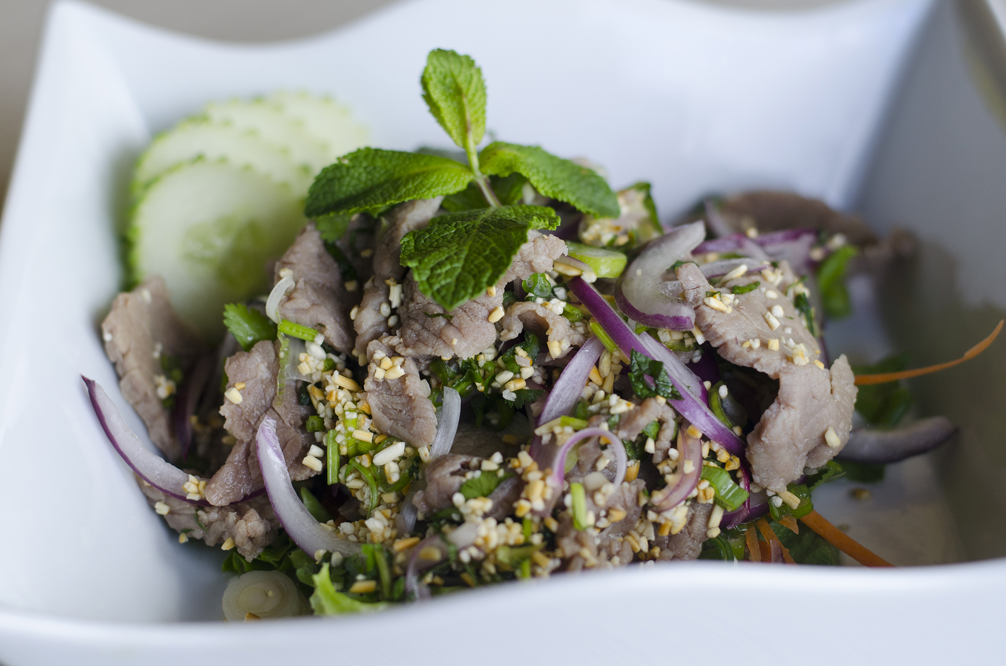 Larb from Thai Time in Windsor, Ontario.