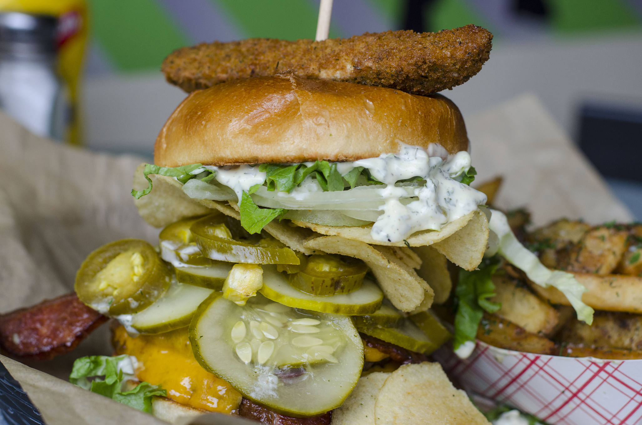 The Pickle Bac burger from Mamo Burger Bar in Windsor, Ontario.