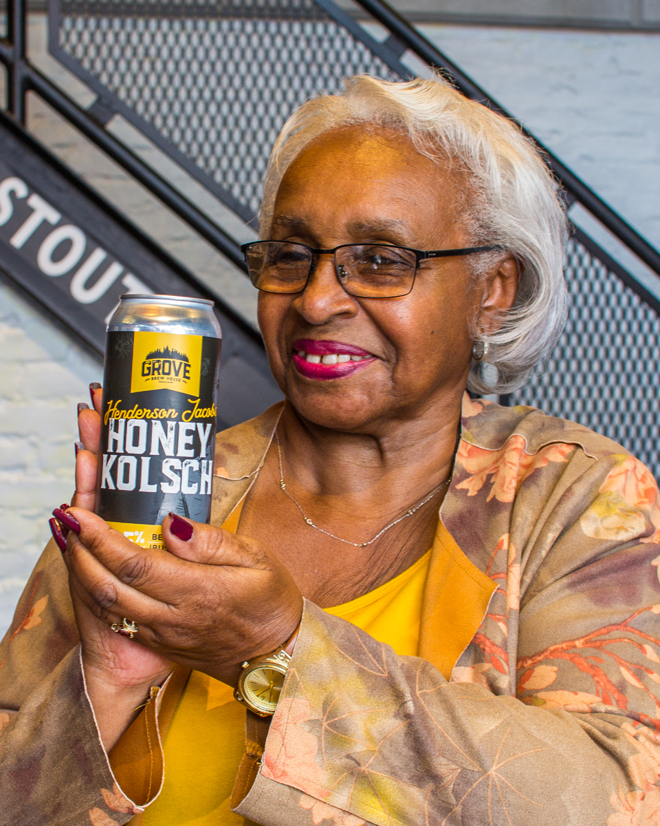 Elise Harding-Davis pictured with the Henderson Jacobs Can.