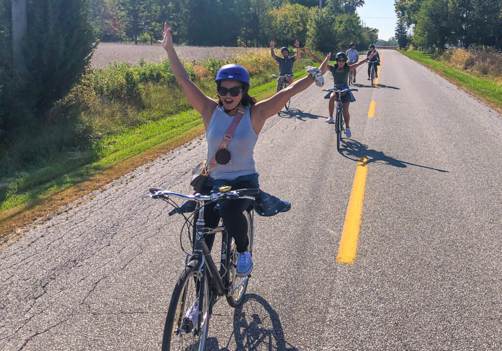 Enjoying a day out on the Wine Trail Ride cycling tour in Colchester, Ontario.