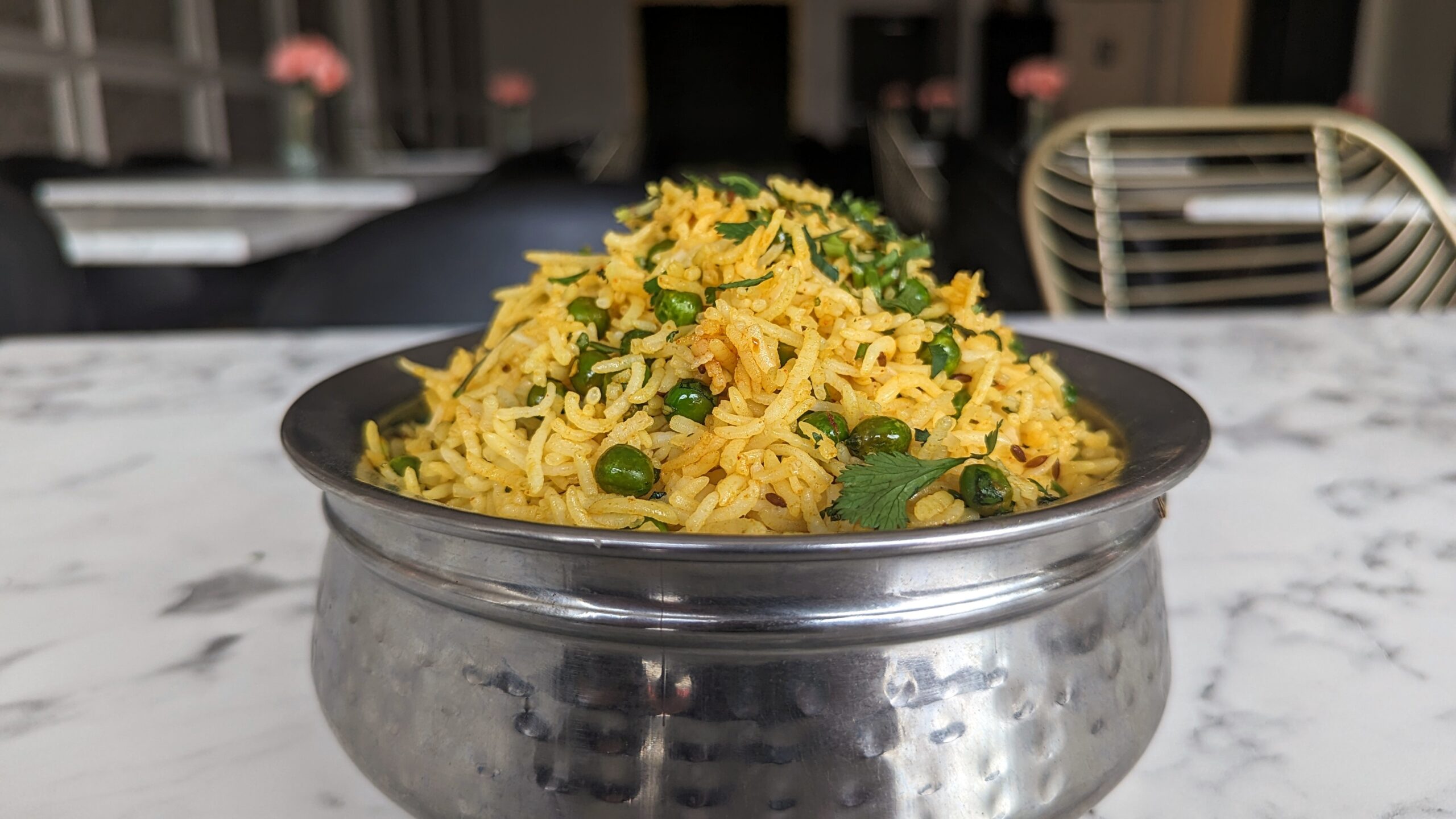 Peas Pulao from India Paradise in Windsor, Ontario.