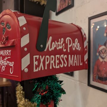 Mail a letter to Santa Claus at the Tinseltown Windsor Christmas popup at the WindsorEats Food Hall in Windsor, Ontario.